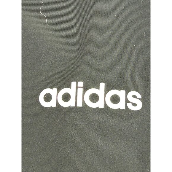 Adidas Women Cropped Leggings Climalite Black White Stripes Logo Pocket Workout - Picture 5 of 12